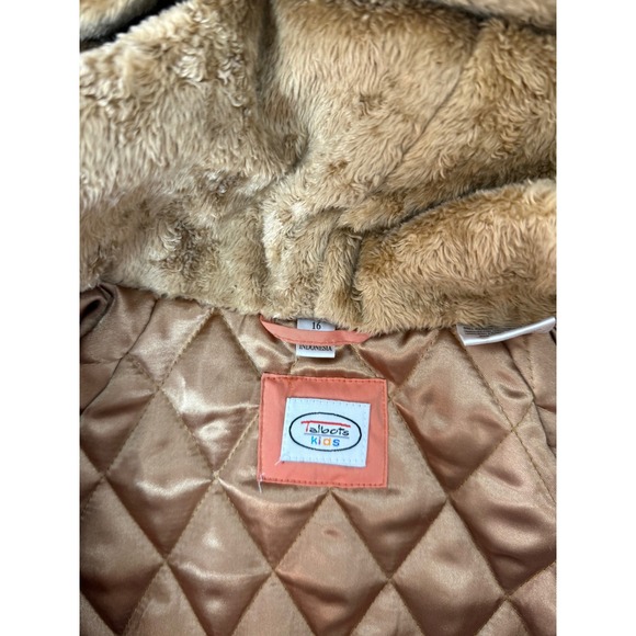 Talbots Kids Orange Faux Fur Hood Bomber Winter Rust Jacket Size 16‎ - Picture 4 of 16